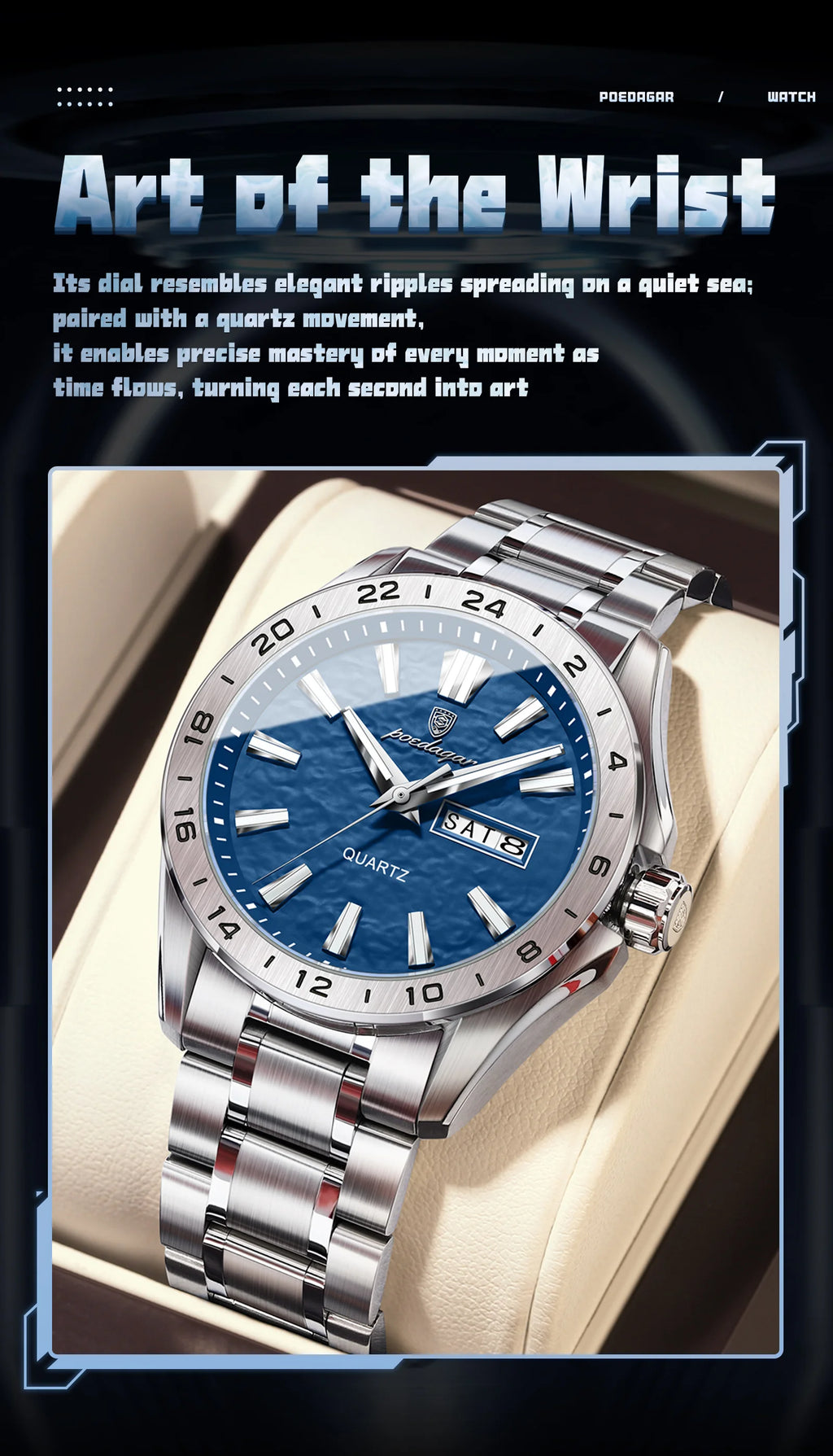 POEDAGAR Sport Luxury Man Wristwatch High Quality Waterproof Luminous Watch For Men Fashion Date Week Quartz Men's Watches Reloj - Sun Studio