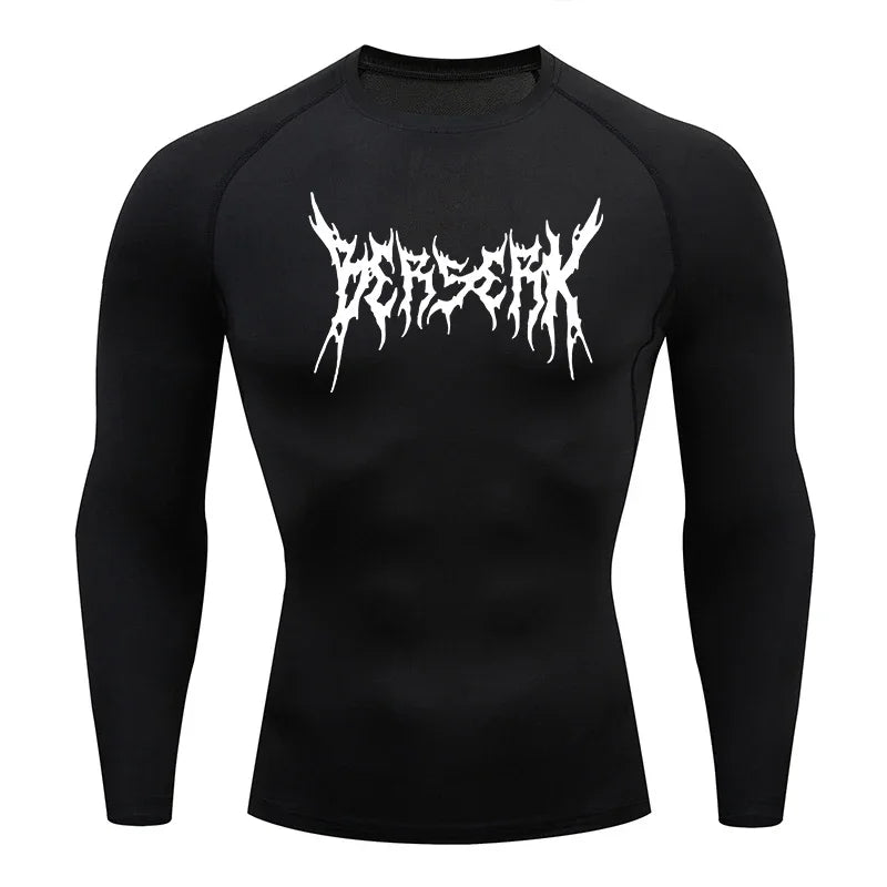Gym Workout Rash Guard for Men Athletic Quick Dry Compression Shirts Berserk Print Tshirts Tees Tops Undershirts Baselayers - Sun Studio