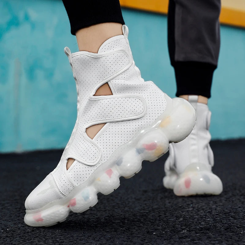 2023 Spring New Men's Casual Shoes Fashion Solid Color Shoes Outdoor Outsoles Breathable Light Comfortable High Top Man Sneakers - Sun Studio