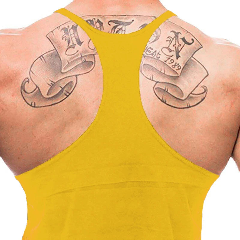 Gym Fitness Bodybuilding Suspenders T-Shirt Mens Fashion Print Sport Sleeveless Vests Summer Cotton Breathable Y-back Tank Tops - Sun Studio
