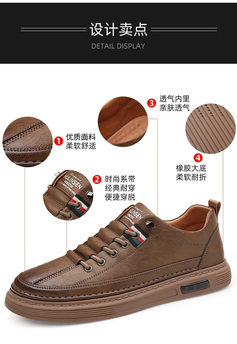 New Leather Shoes for Men Non-slip Sports Fashion Comfortable Sneakers Male Flat Slip-on Casual Brand Men's Casual - Sun Studio