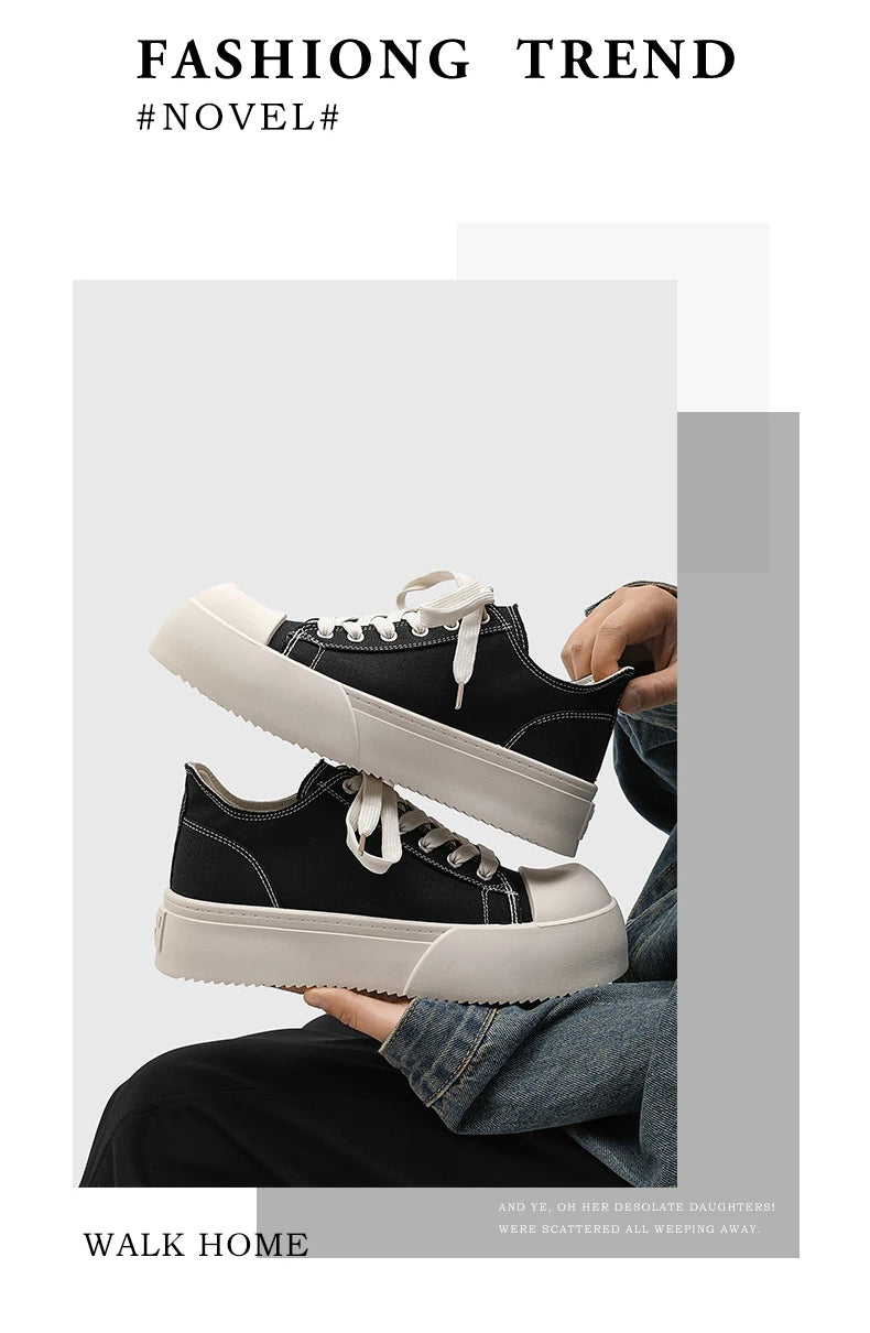 Canvas Platform Sports Shoes Fabric Outdoor Shoes for Men Skateboard Soft and Comfortable All-match Wear-resistant Non-Slip New - Sun Studio
