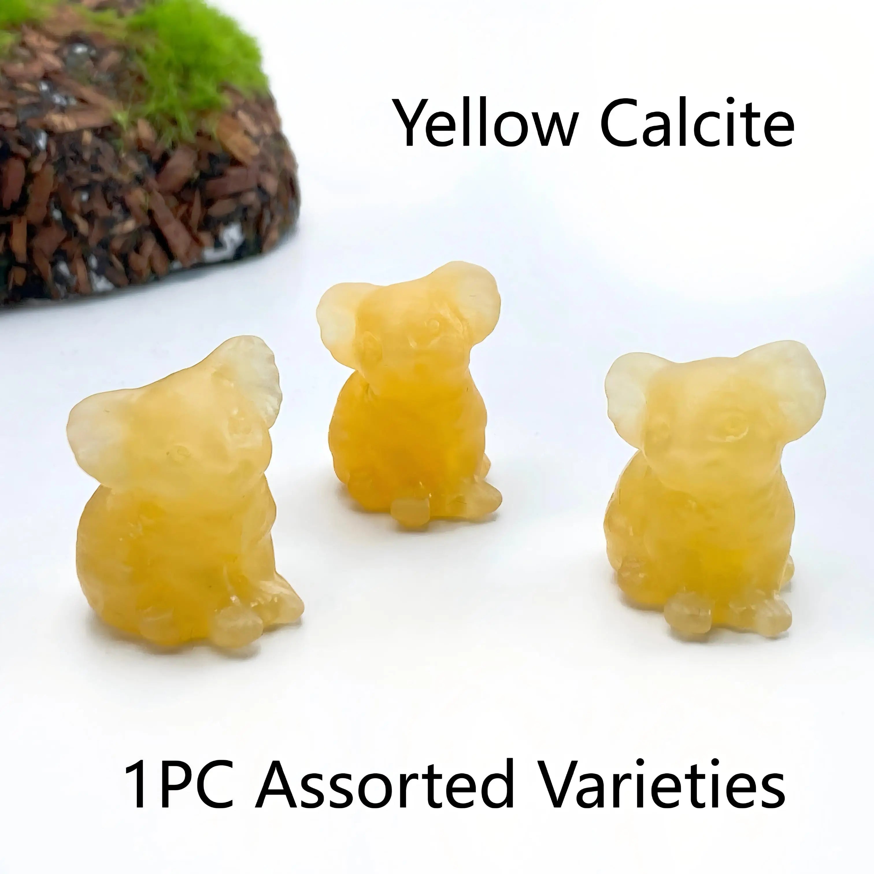 1PC Koala Carving Yooperlite Obsidian Firework Garnet Yellow Calcite - Home Decor Ideal for Graduation Gift Festival Decoration - Sun Studio