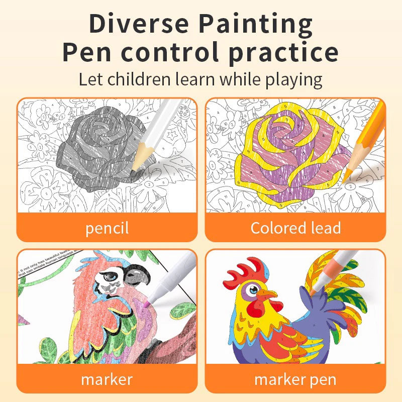 48 Pages Fun Coloring Activities Sketching Graffiti Beginners To Draw Containing Animals Flowers Castles Children Aged 3-8 - Sun Studio