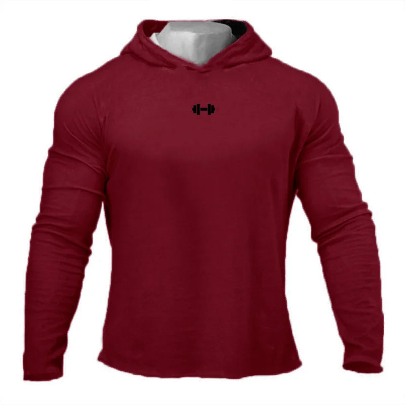 Gym Running Sport T-Shirts Mens Cotton Long Sleeve Hooded Clothing Fitness Bodybuilding Muscle Hoodies Workout Jogging Shirts - Sun Studio