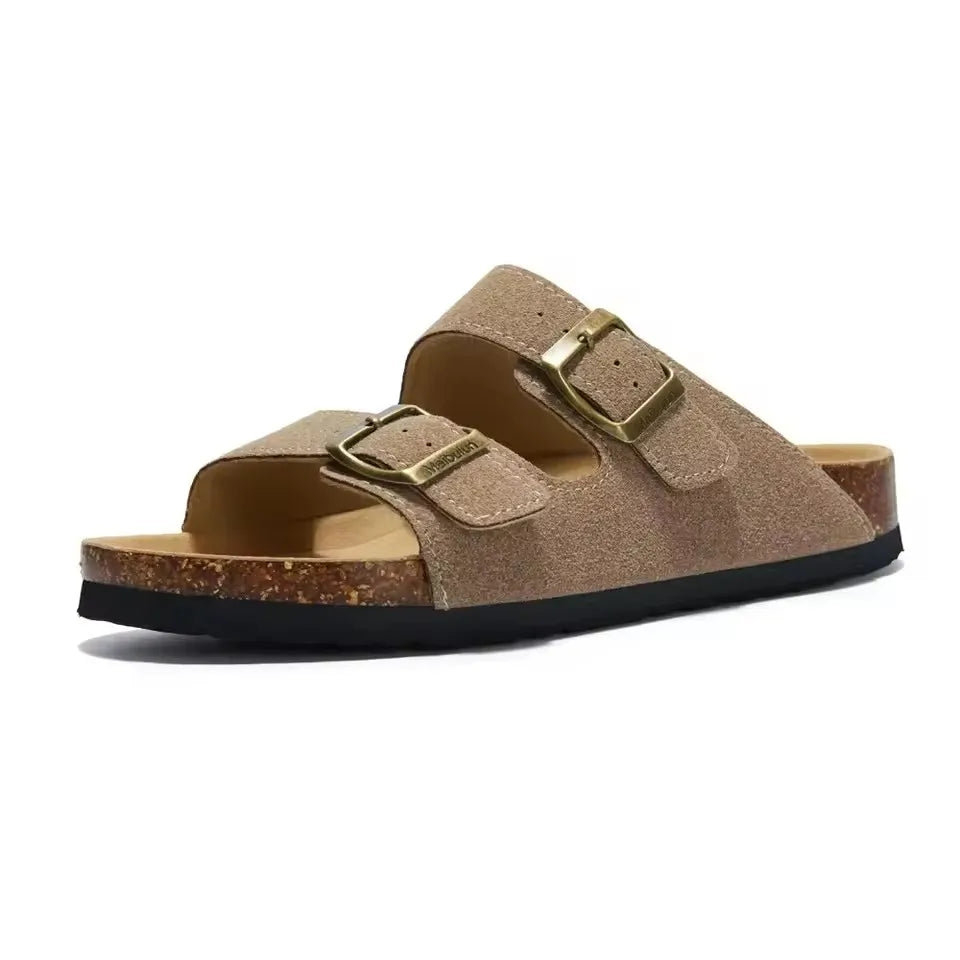 Sommer Kunstwildleder Leder Kork Hausschuhe Flip-Flops Frauen Männer Unisex Retro Tragen Müller Hausschuhe Mode Freizeit Strand Sandalen