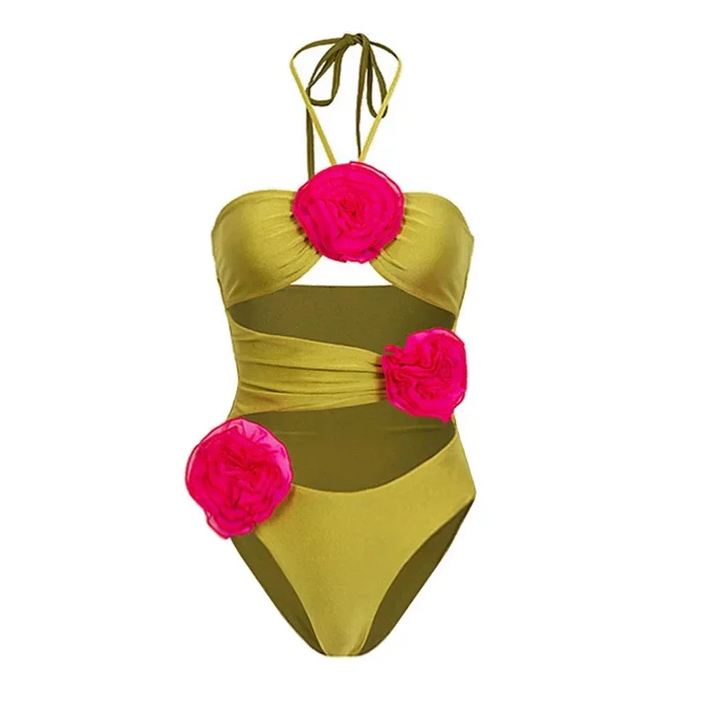 2026 Neu Sexy Weiß 3D Blume Einfarbig Zweiteilig Push Up Bikini Set Luxus Badebekleidung Damen Badeanzug Strandmode Sommer Badeanzug