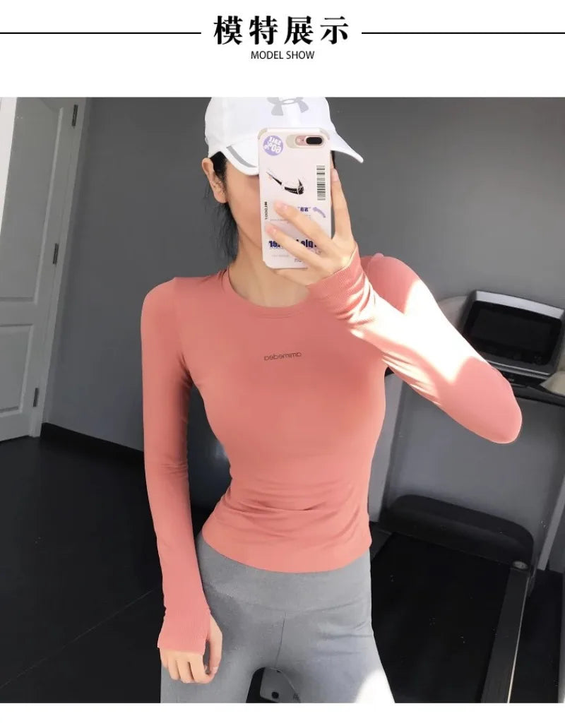 Fitness Tops Women Tight Sports Long Sleeve Yoga Clothing Running Training Clothes Gym Workout Shirt Comfortable Training Cloth - Sun Studio