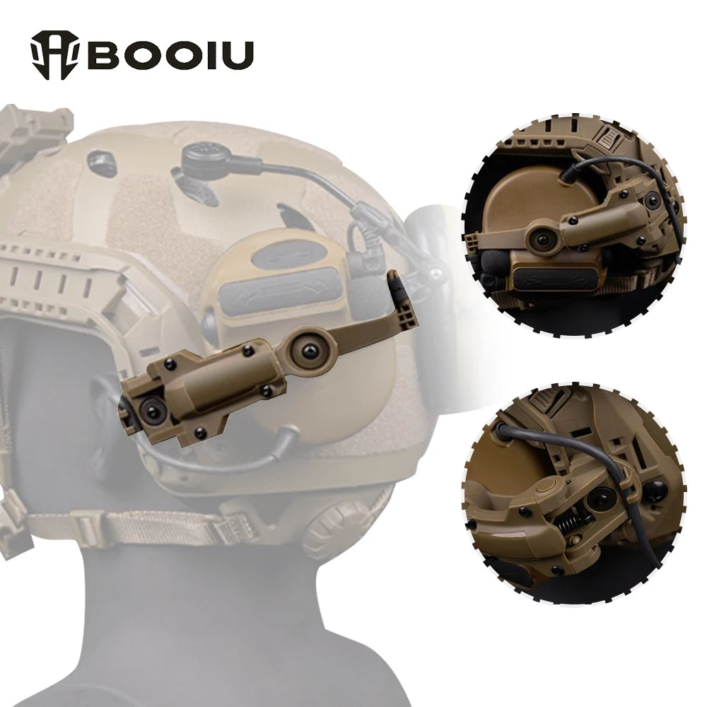 BOOIU Tactical Headset Holder Multi-angle Rotation Airsoft Shooting Headphone Bracket CORE ARC Wendy Mlok Rail Guide Rail Helmet - Sun Studio