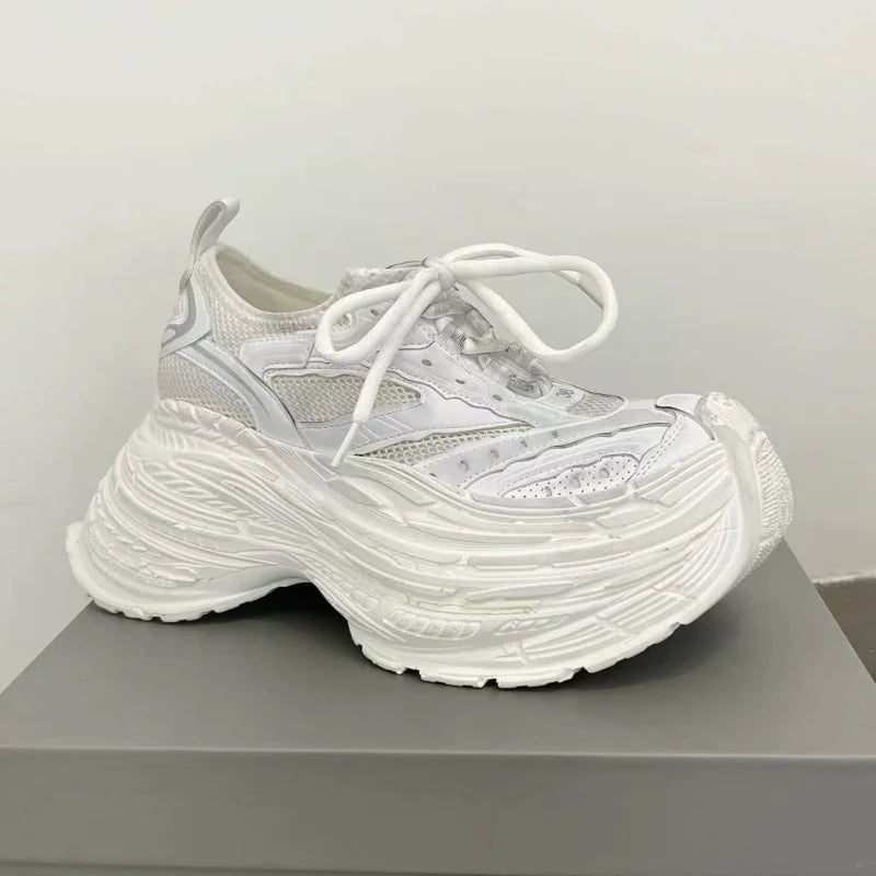 Thick Bottom Platform High Heel Casual Trainers Luxury Brand Designer Women Sneaker Mixed Color Runway Sport Shoes Large Size - Sun Studio