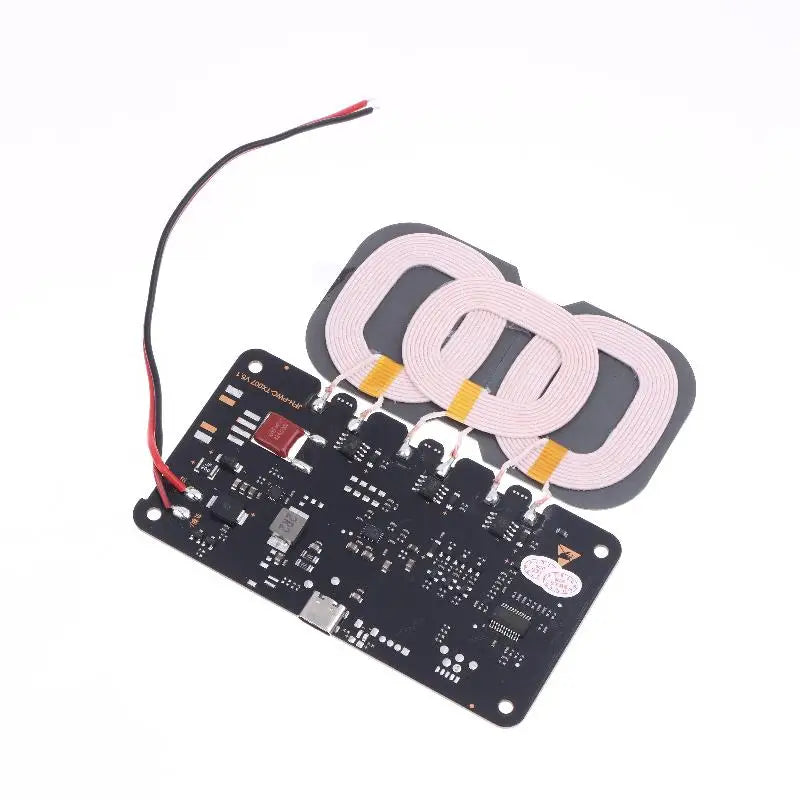 20W High-Capacity Wireless Charger for Car/Home Use; Includes Type-C Interface and 3-Coil DC9-32V Module - Sun Studio