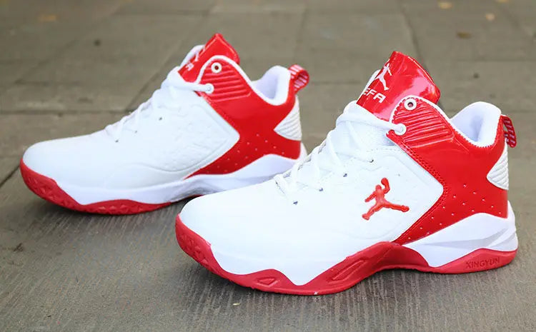 Brand Professional Men's White Red Blue Basketball Shoes Basketball Sneakers Anti-skid High-top Couple Man Basketball Boots - Sun Studio