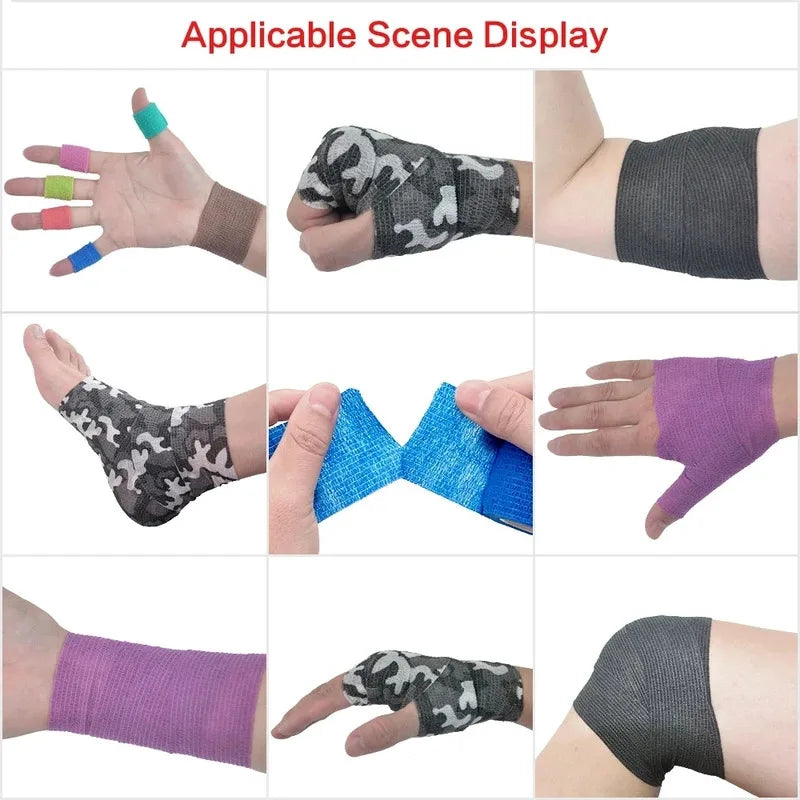 1/6pcs 5cmx4.8m Disposable Tattoo Bandage Sport Wrap Tape Self Adhesive Elastic Bandage Colors Tape Tattoo Accessories - Sun Studio