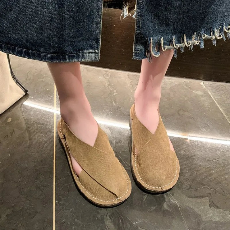 Summer Shoes Women 2026 New Casual Flats Closed Toe Sandals Retro Slip-on Summer Loafers Non-Slip Comfortable Sandal Footwear - Sun Studio