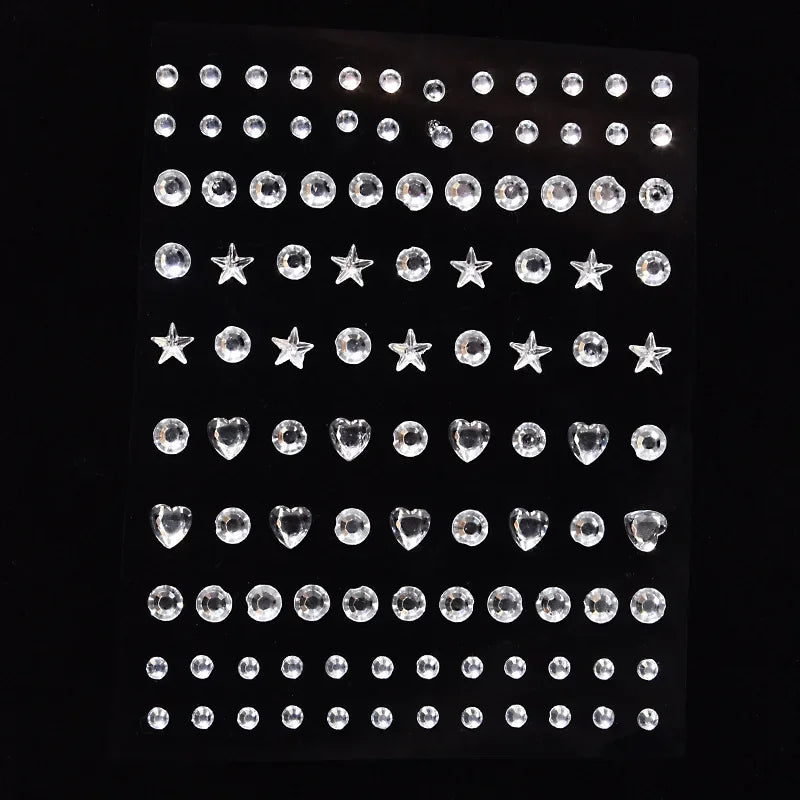 1 Pc Disposable Tattoo Stickers Face Jewelry Color Crystal Diamond DIY Eyes Face Body Waterproof Makeup Decorations Rhinestones