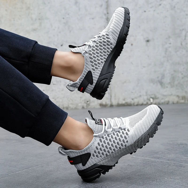 Sports Shoes for Men Breathable Mesh for Summer Youth Running Sports Leisure Flat Bottomed Fashionable Casual Lace Up Sneakers - Sun Studio