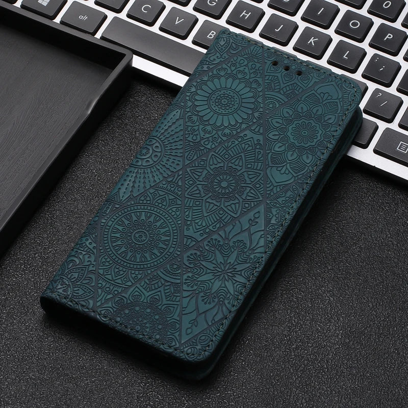 For Xiomi Redmi 9 9A 9T Case Mandala Totem Pattern Leather Flip Magnet Case for Etui Xiaomi Redmi 9 9T 9A 9C NFC 9AT Phone Cover - Sun Studio