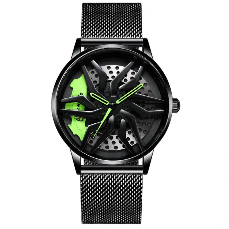 Watch Men's Trendy Waterproof Sports Car Wheels Mens Watch Watches for Men Numberless Quartz Cool Waterproof Watches - Sun Studio
