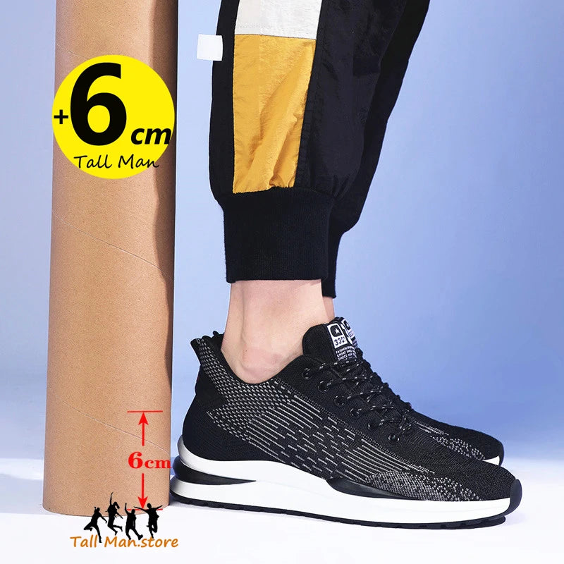 Men Sneakers Sports Lift  Height Increase Insole 6cm Mesh Plus Size 37-44 - Sun Studio