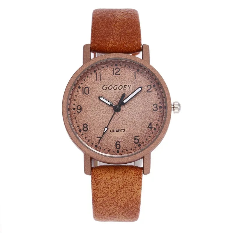 Women Watches Simple Casual Arabic Numbers Leather Analog Quartz Watches for Woman Fashion Ladies Clock Gift montres femmes - Sun Studio