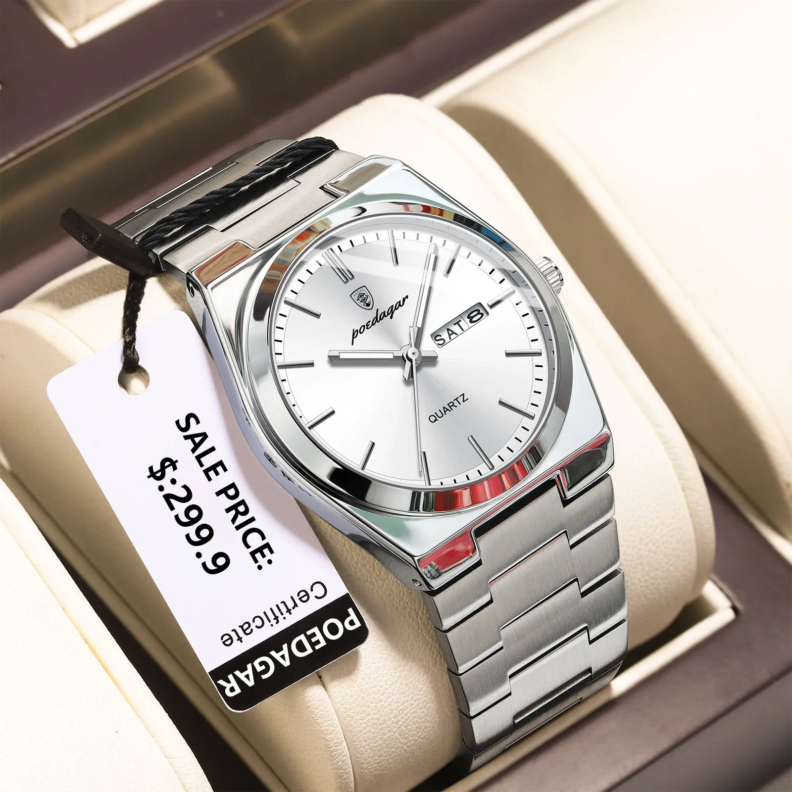 POEDAGAR Luxury Watch For Man Waterproof Luminous Date Week Stainless Steel Men Watch Casual Quartz Men's Watches Male Clock+box - Sun Studio