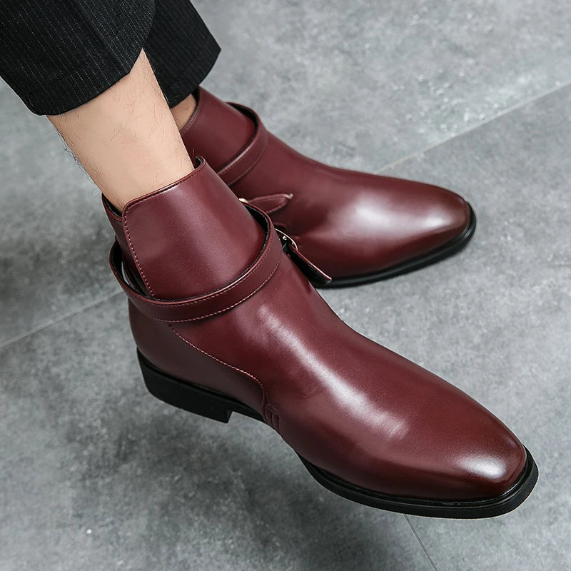 European Station New Men Pointed Chelsea Boot Side Buckle Casual Classic Size 38-48 Male Boots - Sun Studio