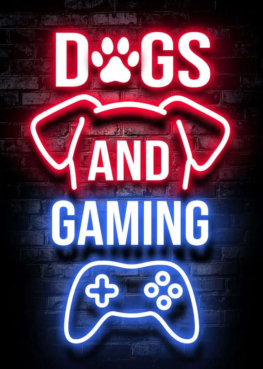 Gaming Gamer Quotes Neon Poster Vintage Gamepad Symbol Quote Canvas Painting Wall Art for Game Room Home Club Decor Mural - Sun Studio