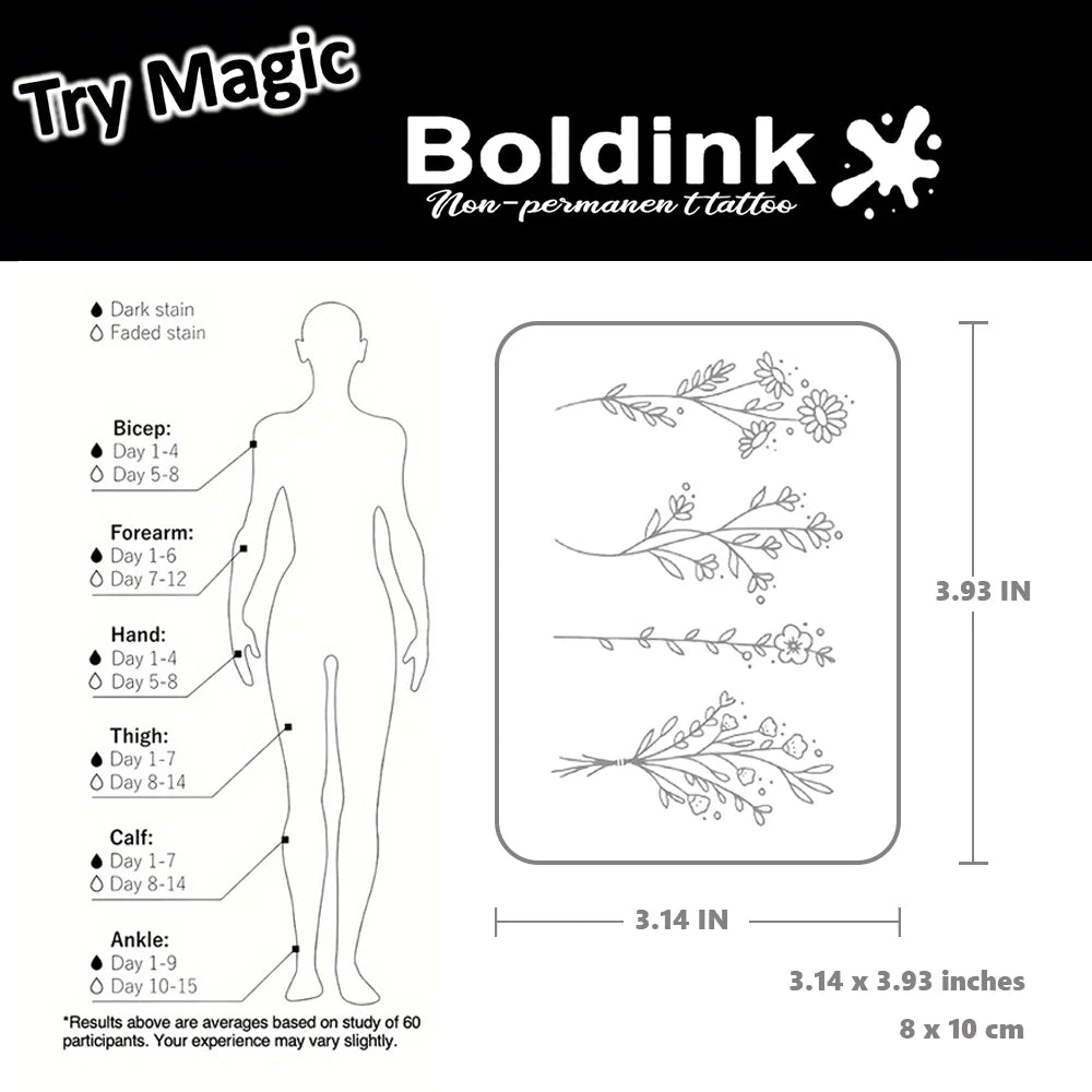 FlowersSemi-Permanent Tattoos,Realistic Long-Lasting Fake Tattoos,New Technology Waterproof Temporary Tattoo. - Sun Studio