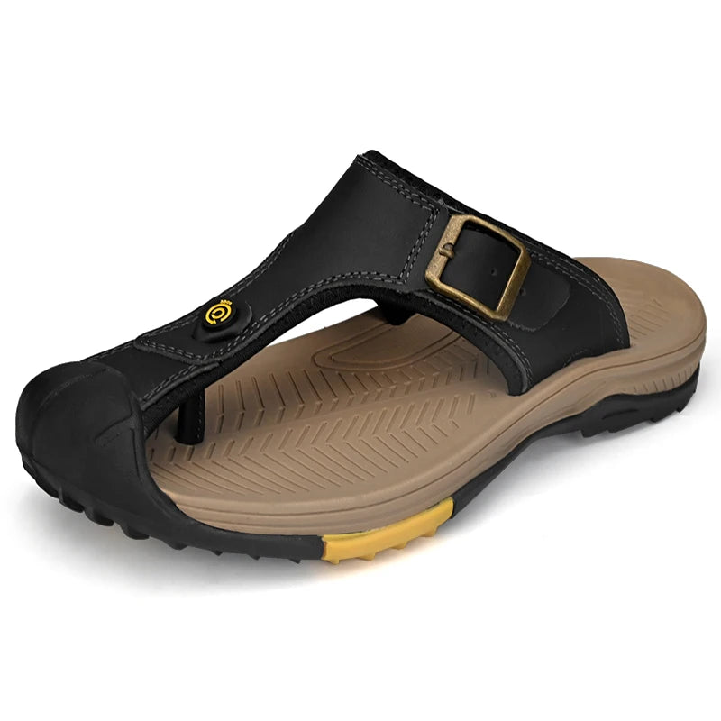 Echte Leder Sandalen Herren Atmungsaktive Sommerschuhe Mann Wasserdicht Outdoor Herren Sandalen Rutschfeste Strand Sandalen Fußbekleidung