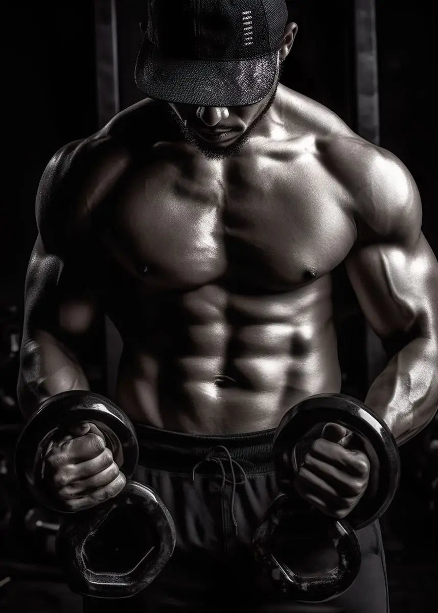 Gym Motivation Muscle Man with Tiger Bodybuilding Fitness Art Poster Canvas Painting Wall Print Picture for Home Gym Decor - Sun Studio