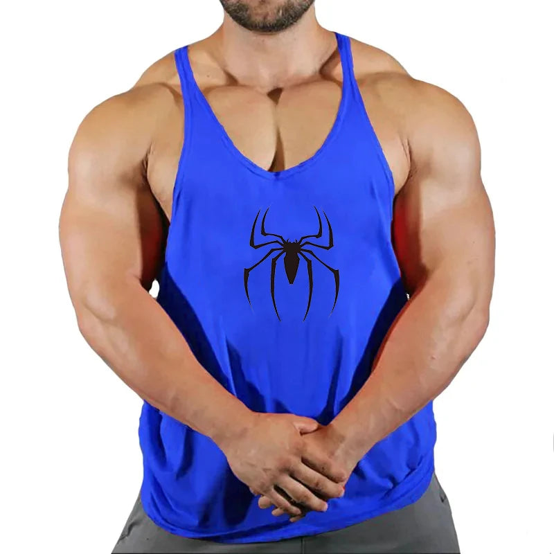 Spider Print Fitness Tank Top Fitness Shirt Muscle Men's Single Tank Top Men's Sleeveless Sweatshirt Men's Tops Fitness Clothing - Sun Studio