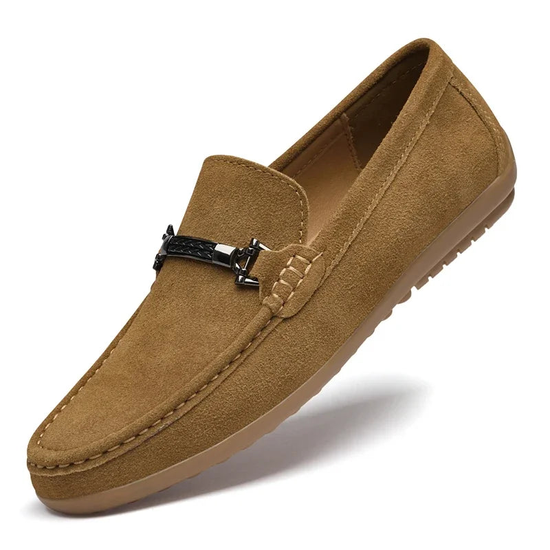 Mode Marke Herren Frühling Wildleder Freizeit Leder Schuhe Bohnen Schuhe Neue Outdoor Herren Bequeme Weichsohlige Rutschfeste Fahrerschuhe