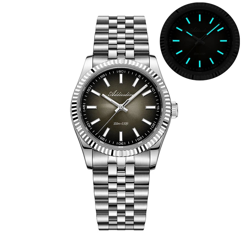 ADDIESDIVE AD2073 Men's Business Watch Sapphire Glass Stainless Steel Quartz Wristwatches Gradient Red Dial Watches Reloj Hombre - Sun Studio