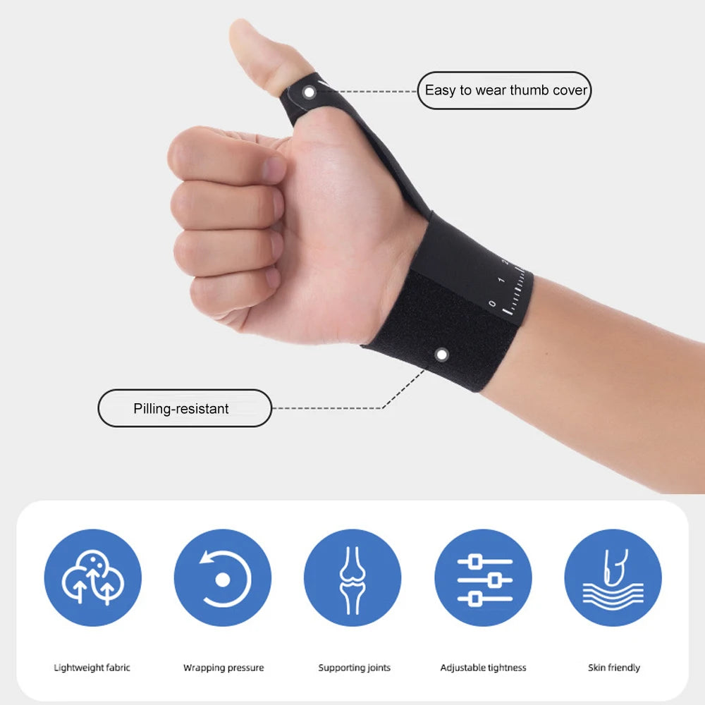 1PCS 2-in-1 Ultra-Thin Thumb & Wrist Brace - Adjustable Compression for Carpal Tunnel, Trigger Thumb, Tendonitis & Ulnar Support - Sun Studio