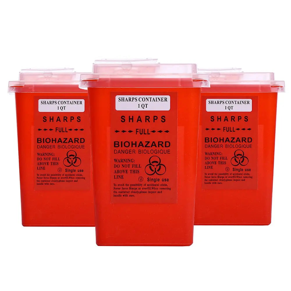 1L Plastic Tattoo Waste Box Medical Supplies Sharp Container Disposable Microblading Sharps Needle Tips Accessories - Sun Studio