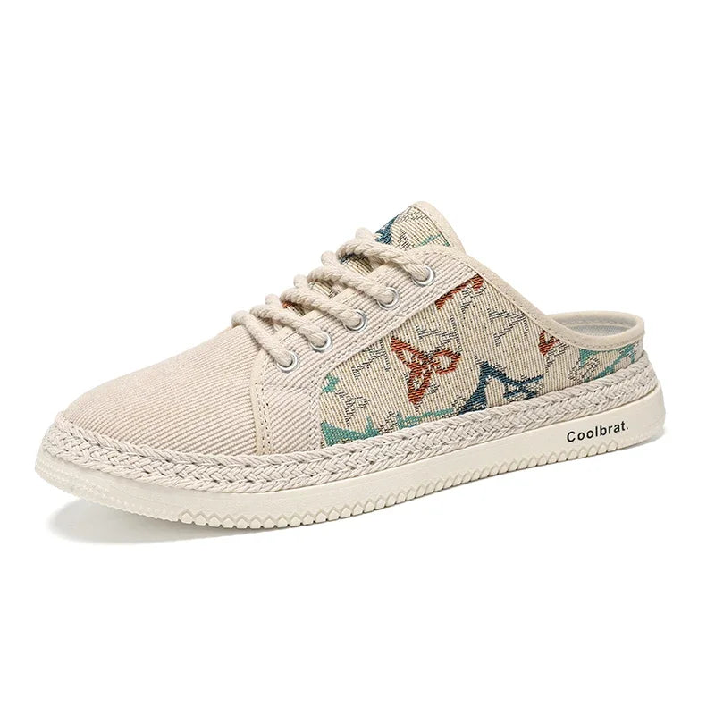 Summer New Canvas Men's Casual Shoes Men Half Slippers Breathable Walking Sneakers Comfortable Non-slip Male Flats Lazy Shoes - Sun Studio