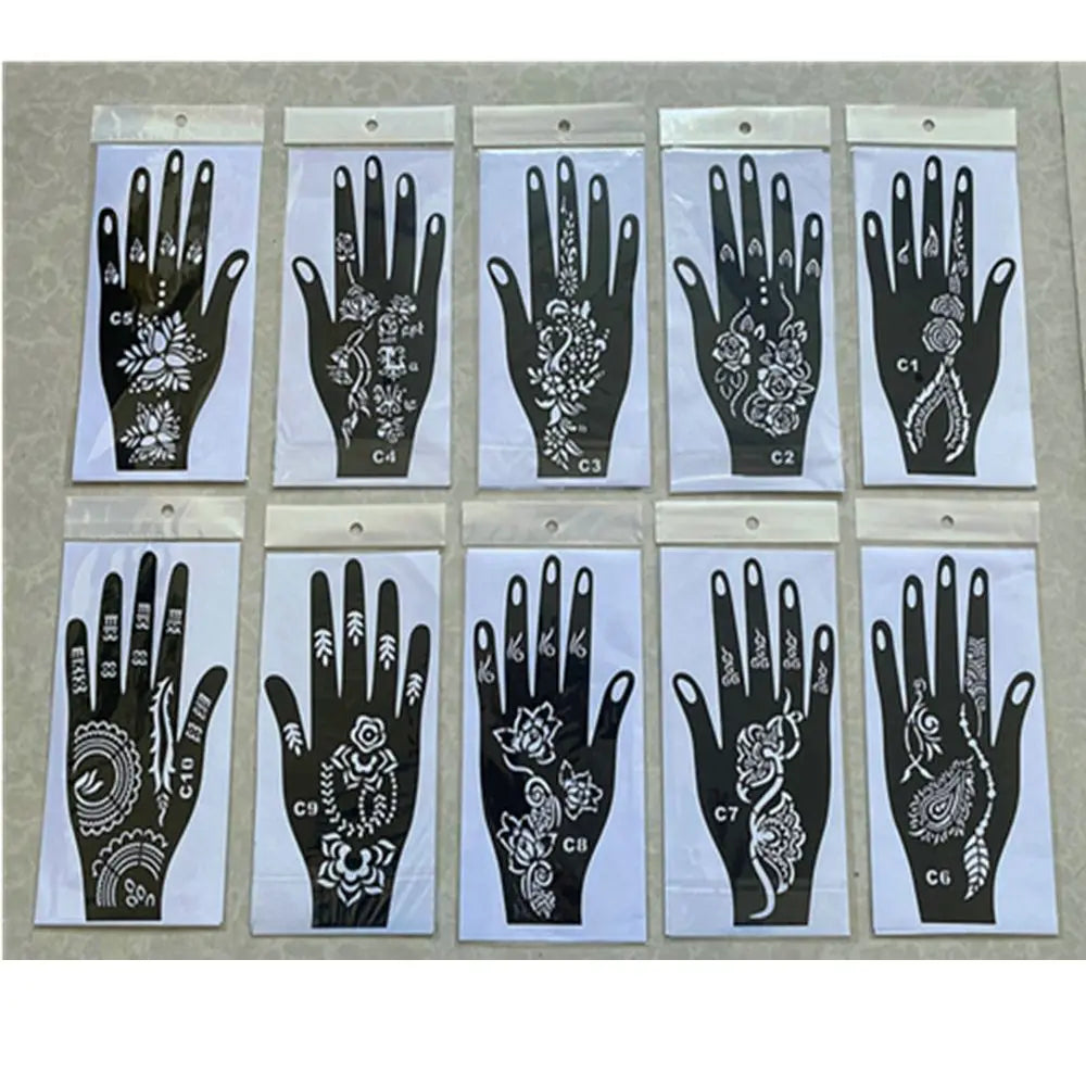 NEW Black Lace Transfer henna Hand Arm Tattoo Henna Stickers Art Temporary Tattoo DIY Painting Body Art Template Tattoo Stencils - Sun Studio