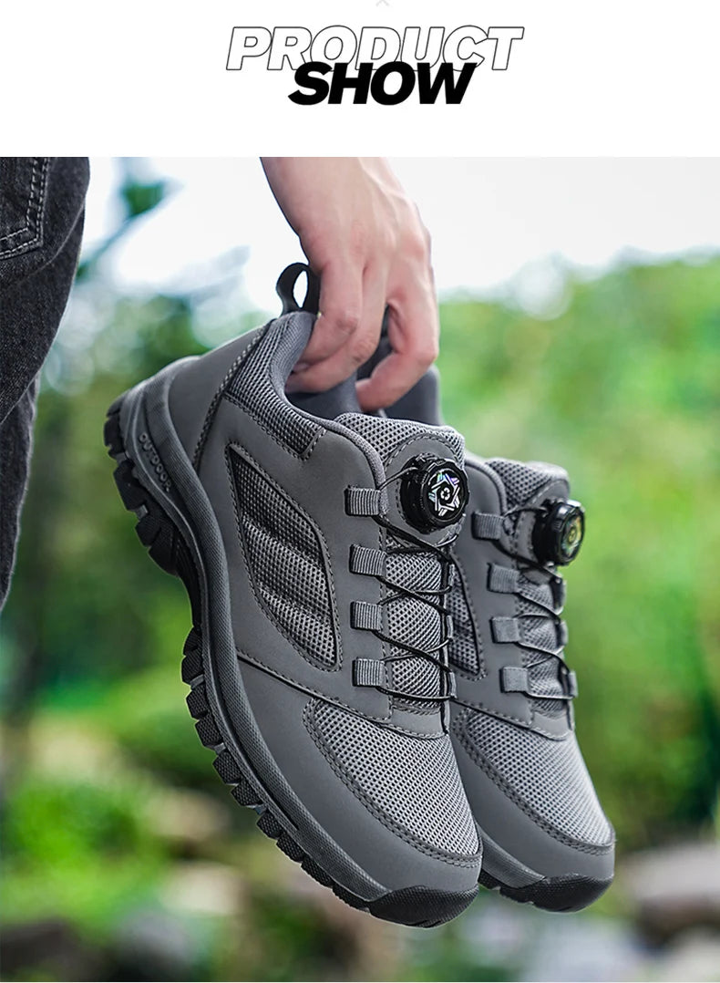 Men'S Spring And Autumn Outdoor Sports Shoes With Rotating Buckle Convenient Comfortable Anti Slip Hiking Shoes Large Size 39-48 - Sun Studio
