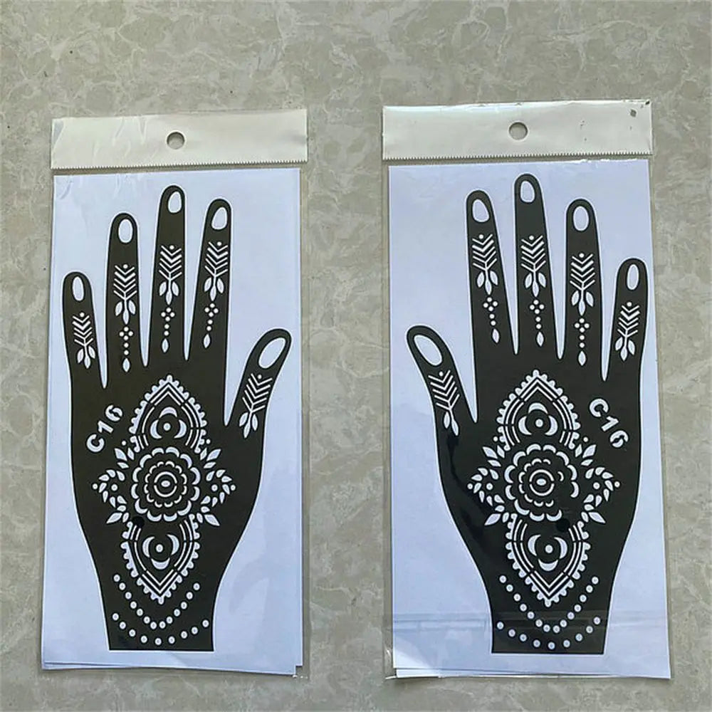 NEW Black Lace Transfer henna Hand Arm Tattoo Henna Stickers Art Temporary Tattoo DIY Painting Body Art Template Tattoo Stencils - Sun Studio