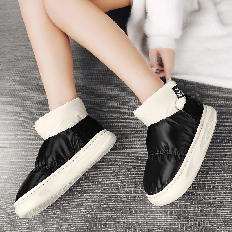 Outdoor Plüsch Warme Herren Schneestiefel Winter Paar Baumwollschuhe Daunen Rutschfeste Wasserdichte Mode Kinder Schuhe Slip-On Weiche Sneakers