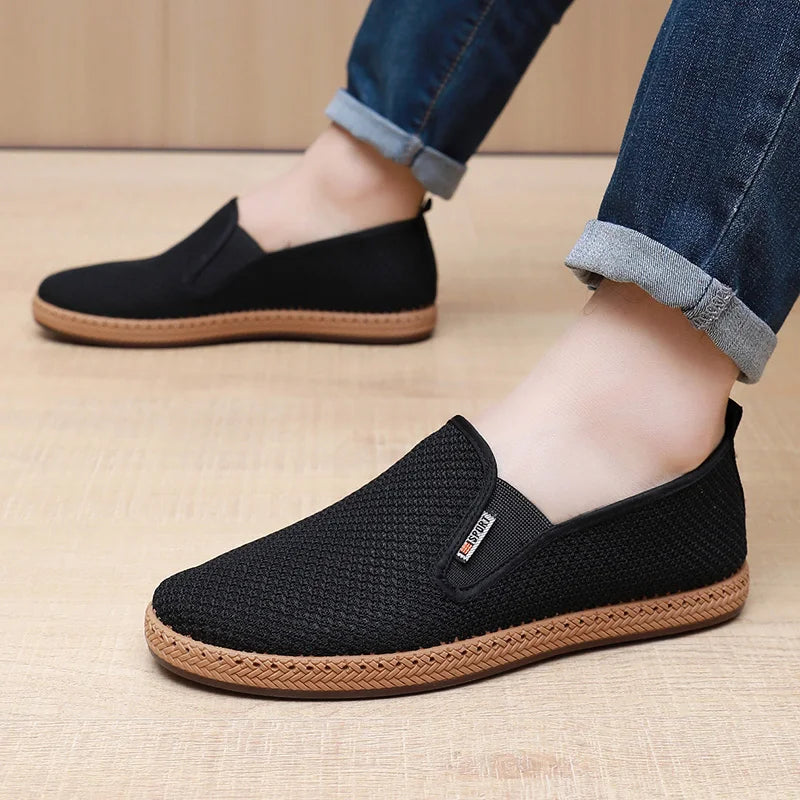 2025 Summer Men's Old Beijing Net Mesh Slip-on Casual Shoes Comfortable and Breathable Anti-slip Outsole Free Men's Shoes - Sun Studio