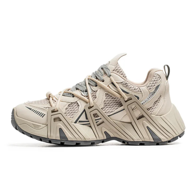 Men's Lace Up Street Sneakers Niche Thick Splicing Mixed Color Sports Shoes Arrival Vulcanization Shoes Punk Breathable Women - Sun Studio
