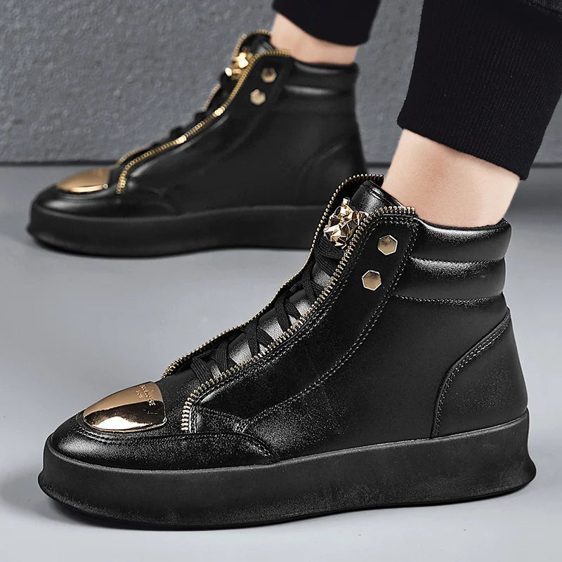 YRZL High Top Casual Shoes Men Sneakers Fashion Skateboard Shoes Leopard Platform Shoe Sport Training Shoes Men's Ankle Boots - Sun Studio