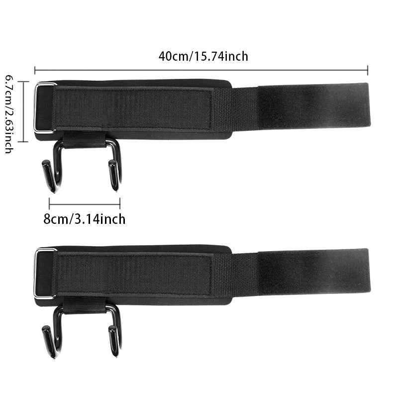 2Pcs Gym Fitness Hook Weight Strap Pull-Ups Power Lifting Gloves Weight Lifting Hook Grips With Wrist Wraps Hand-Bar Wrist Strap - Sun Studio