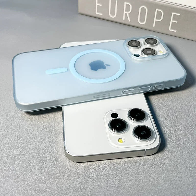 Original Ultra Thin Matte Magnetic Wireless Charge Clear Case ForiPhone 15 14 Plus 13 12 11 Pro Max ForMagsafe Hard PC Cover - Sun Studio