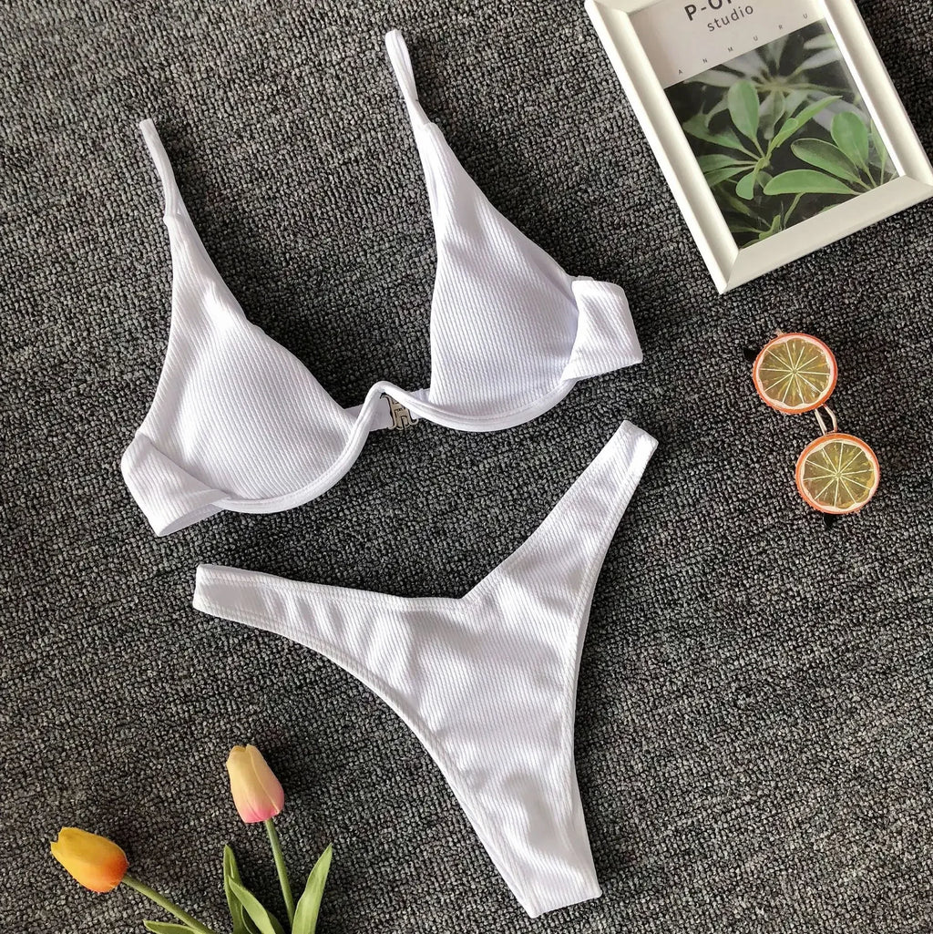 sexy mini thong micro bikinis sets swimsuit beachwear lady's underwired push up underwired swimwear bather bathing suits biquini - Sun Studio