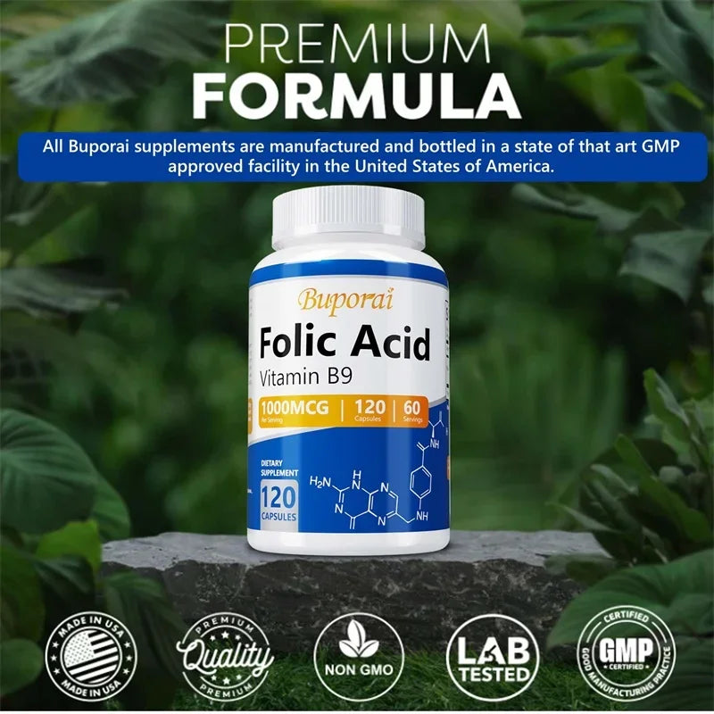 Folic Acid Supplement - Heart Health, Nervous System Health, Prenatal Support - Sun Studio
