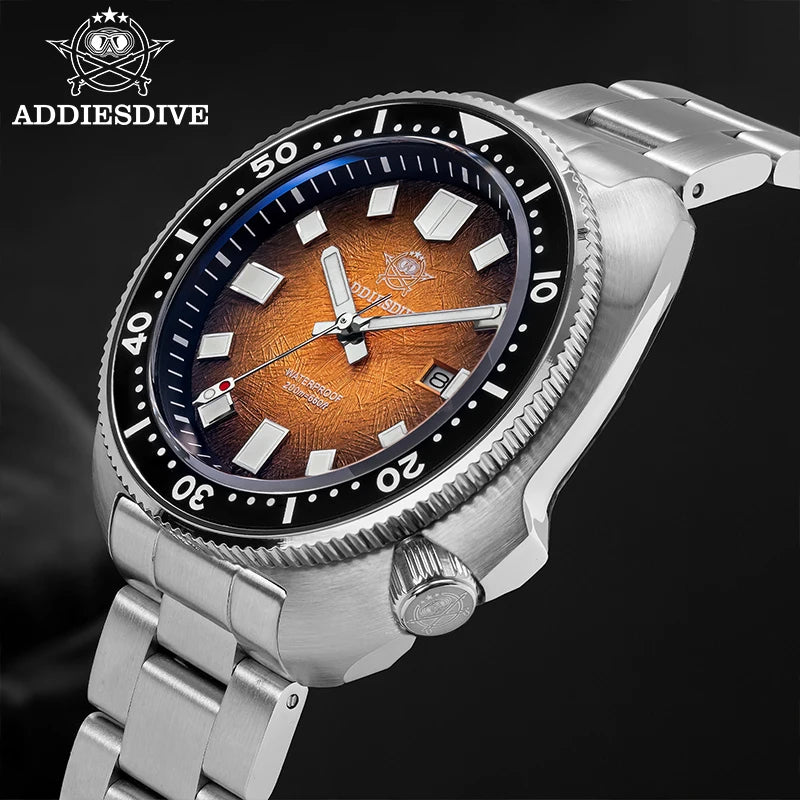 ADDIESDIVE Watch For Man AD2511 Sapphire Glass Window Display BGW9 Luminous 200M waterproof 316L Stainless Steel Quartz Watches - Sun Studio