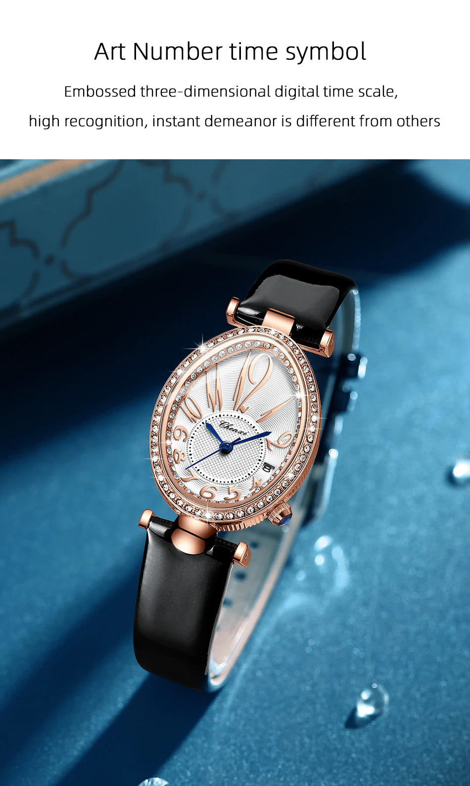 Luxury Watch For Women Diamond Waterproof Quartz Ladies Watches Fashion Elegant Oval Calendar Wristwatche Leather Strap - Sun Studio