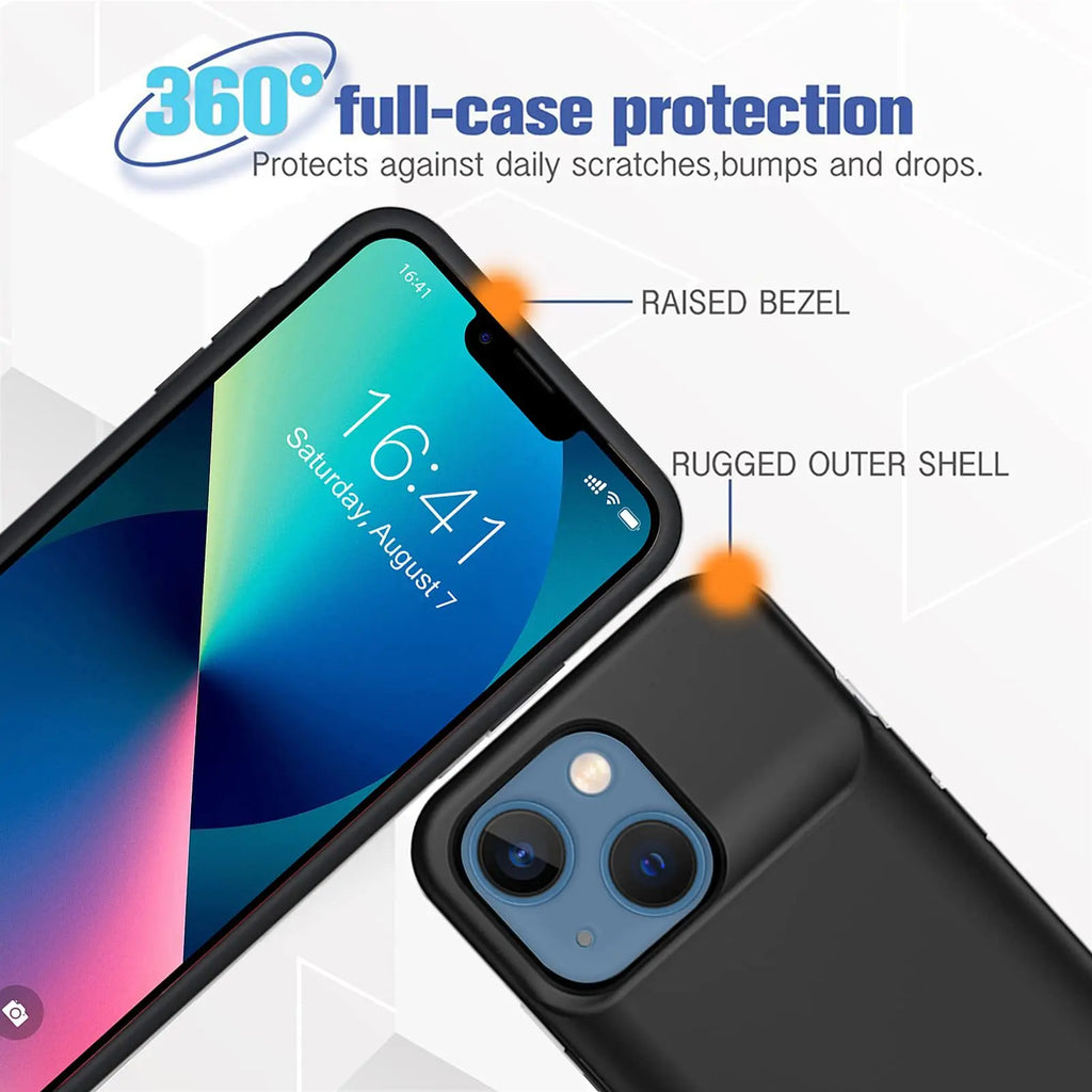 6800mAh Outdoor Backup Battery Portable Soft Silicone Charging Case for IPhone16 ProMax 15 14 13 12 11 XSmax 8 7 6 Full Series - Sun Studio
